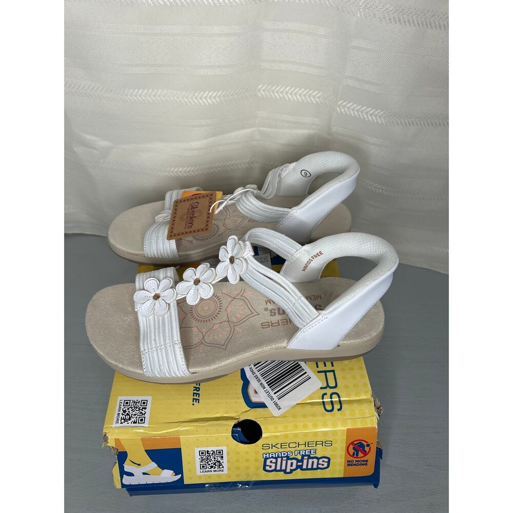 Skechers Reggae Slim Blooming Romance Slip-Ins Sandals White Size 9 - Picture 13 of 16